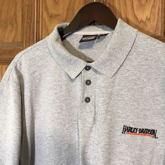 Harley-Davidson Motorcycles Mens XL Polo Shirt Pique Knit Heather Gray Biker Top - Picture 3 of 10